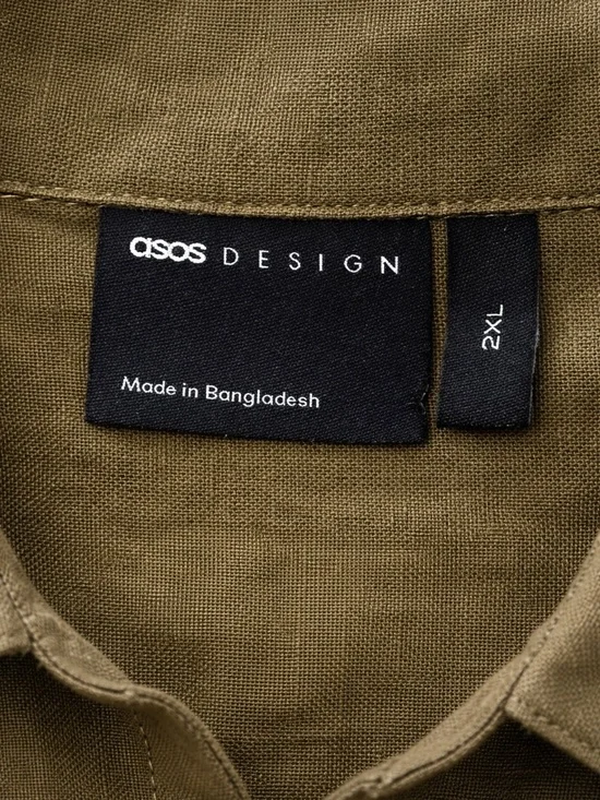 ASOS Men’s Linen Shirt Jacket 2XL Olive Lightweight Summer Overshirt - Picture 6 of 9